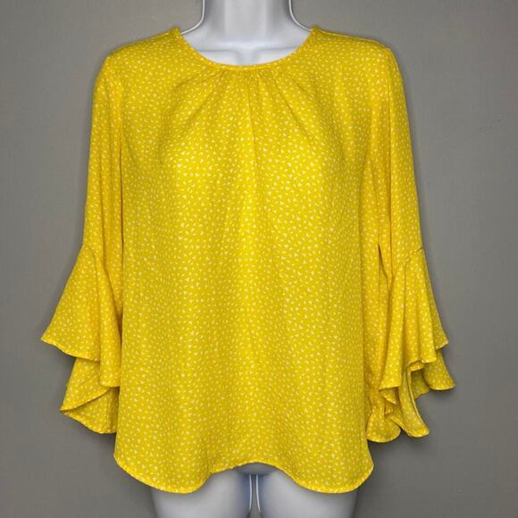 Banana Republic Yellow Bell Sleeve Boho Flowy Spring Blouse Sz S - Picture 1 of 5